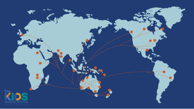 map displaying global partnerships of the strep a translation team